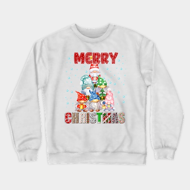 Merry Christmas Gnome Family Funny Xmas Tree Women Men Kids Crewneck Sweatshirt by JennyArtist